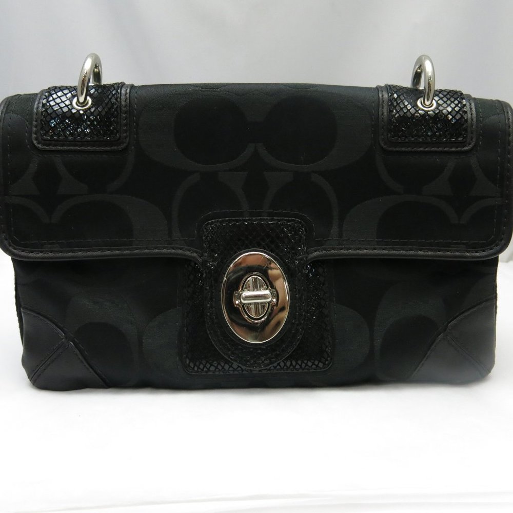 Coach #14504 Black Fabric Peyton Handbag Purse